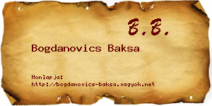 Bogdanovics Baksa névjegykártya